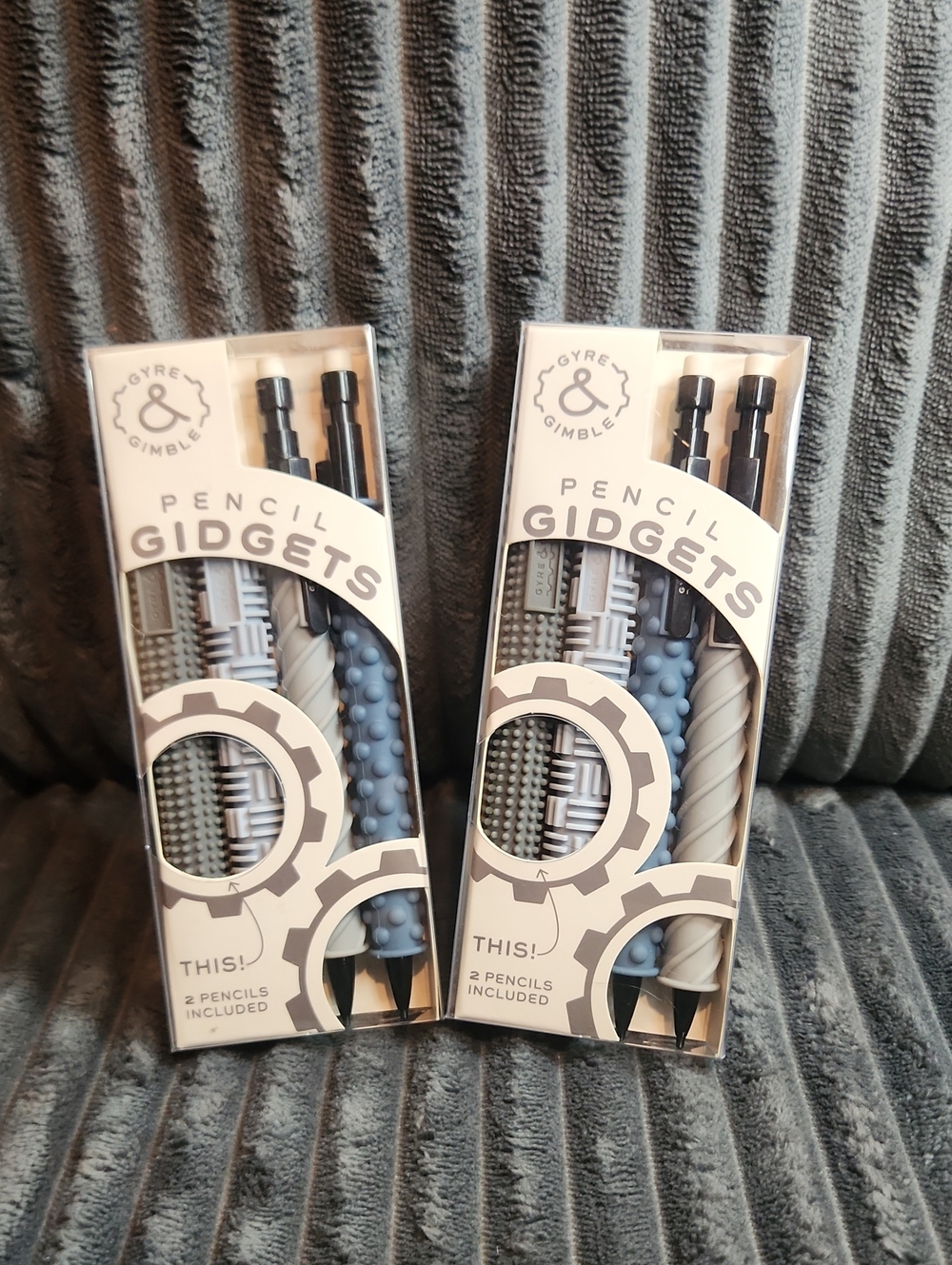 Pencil Gidgets Fidget Pencil Grip Set - Gray and Light Blue